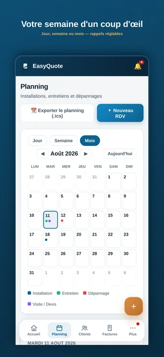Agenda degli interventi con promemoria SMS e itinerari GPS